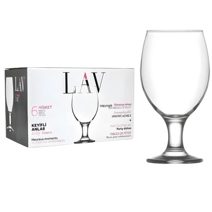 Footed Beer Goblet Glasses 14 Oz - LAV MISKET - Set of 6
