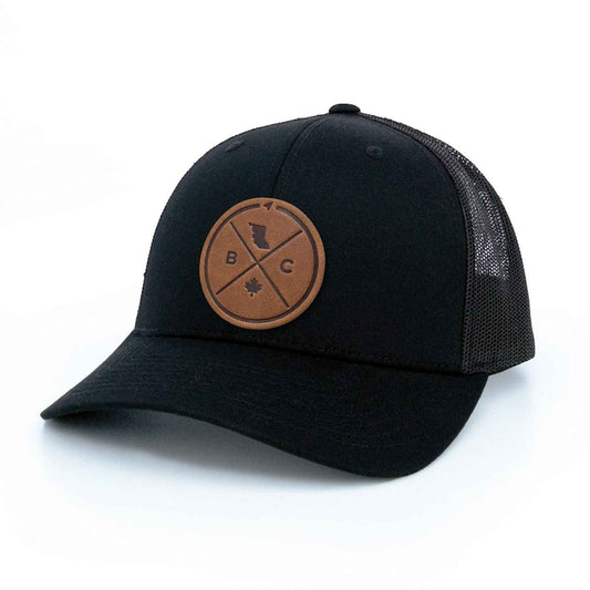 British Columbia Compass Leather Patch Trucker Hat