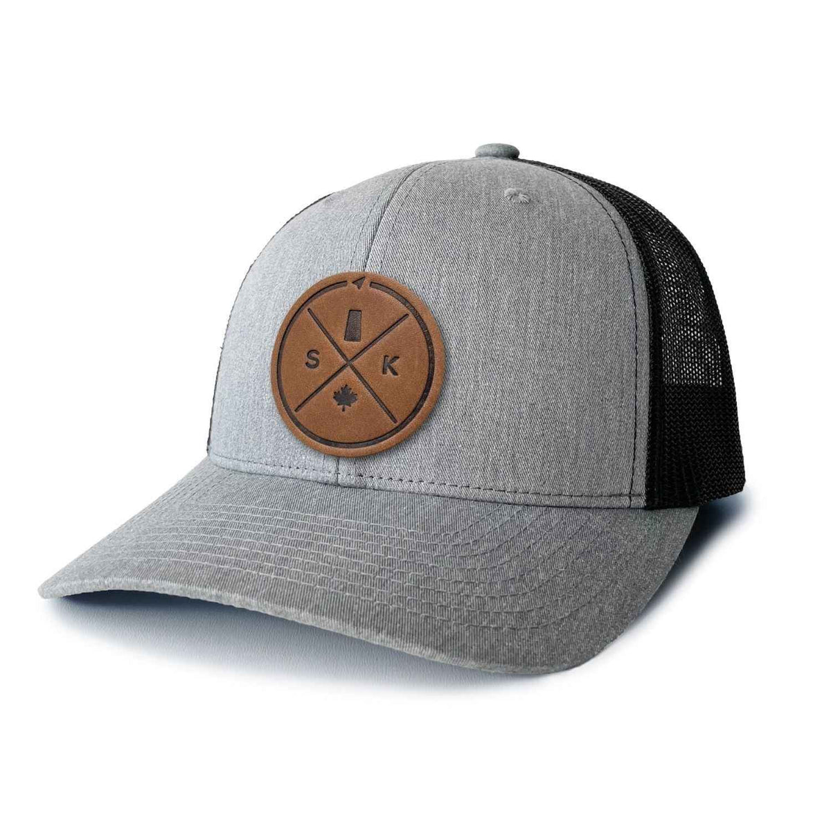 Saskatchewan Compass Leather Patch Trucker Hat