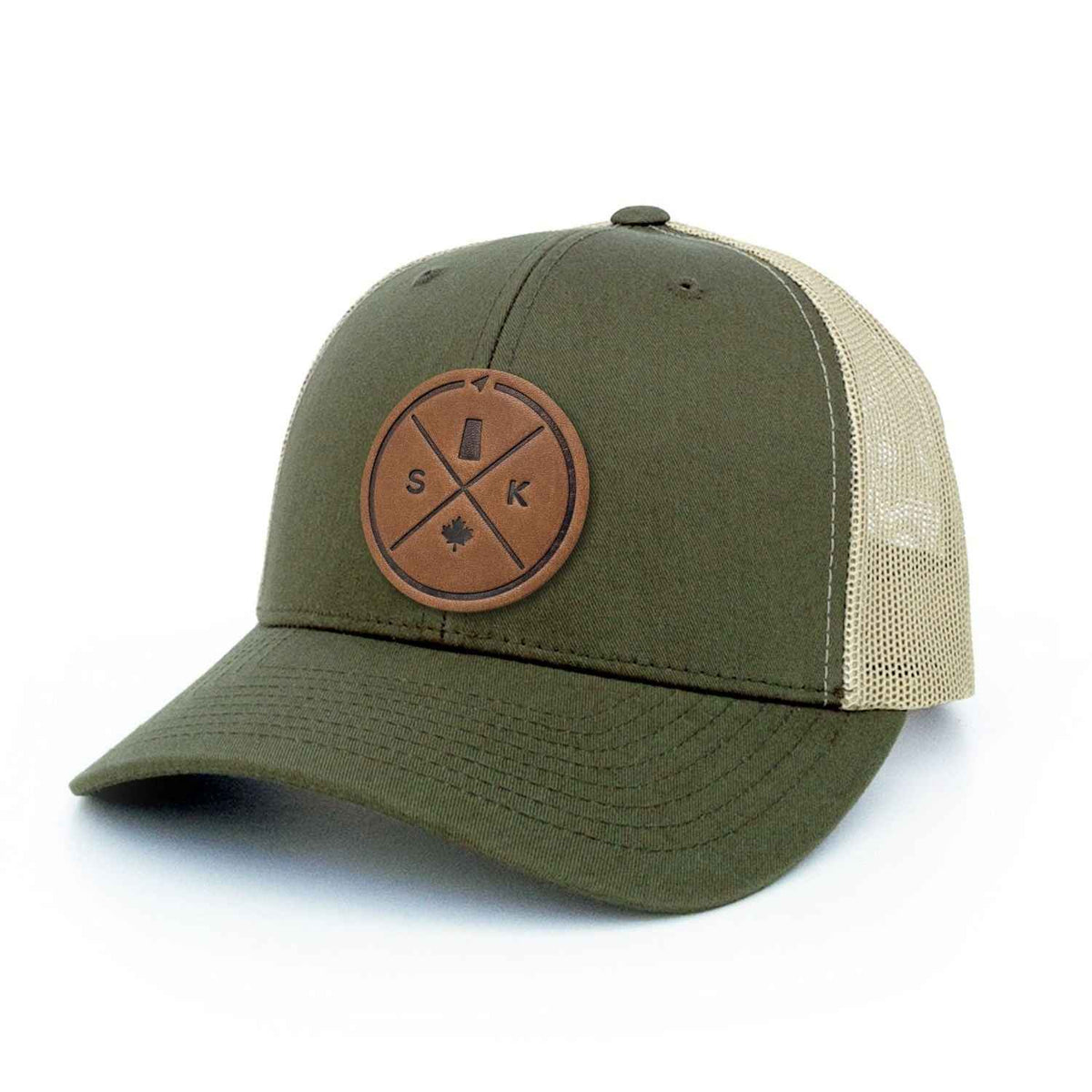 Saskatchewan Compass Leather Patch Trucker Hat