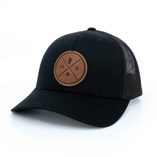 Manitoba Compass Leather Patch Trucker Hat
