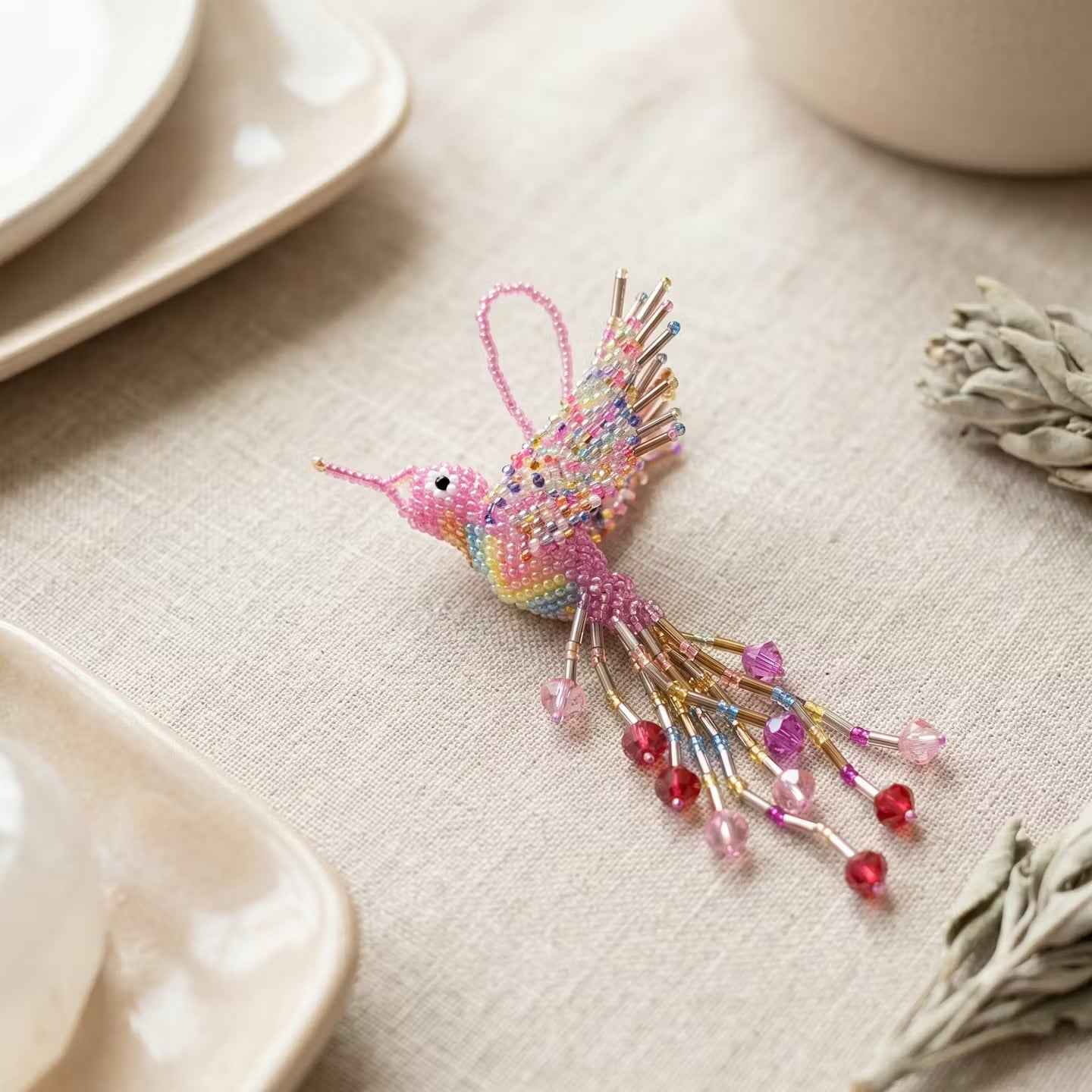 Pink Beaded Humming Bird