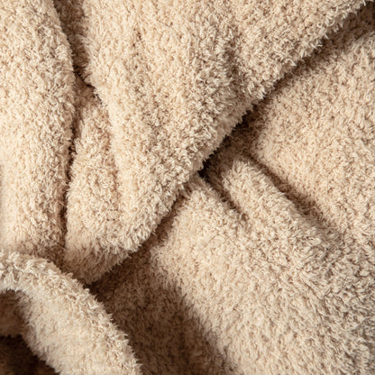 Buffed Beige Solid Double Layered Print Extended Throw