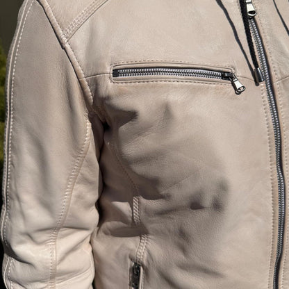 Men’s Hooded Leather Jacket. Sheep Leather Jacket with Removable Hood