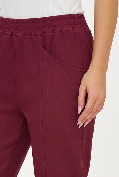 Women's Woven Pull-On Tapered Pants with Curved Side Pockets