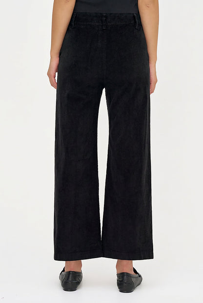 Women's Corduroy Zip-Up Bootcut Pants with Side Pockets