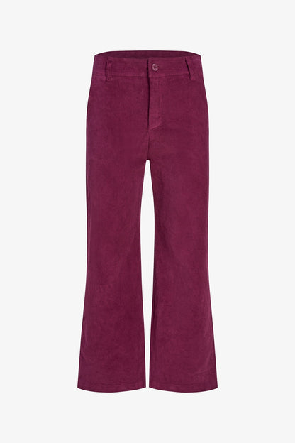 Women's Corduroy Zip-Up Bootcut Pants with Side Pockets