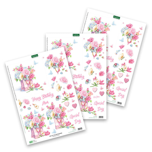 Die Cut Decoupage – Filled With Flowers (Pack Of 3)
