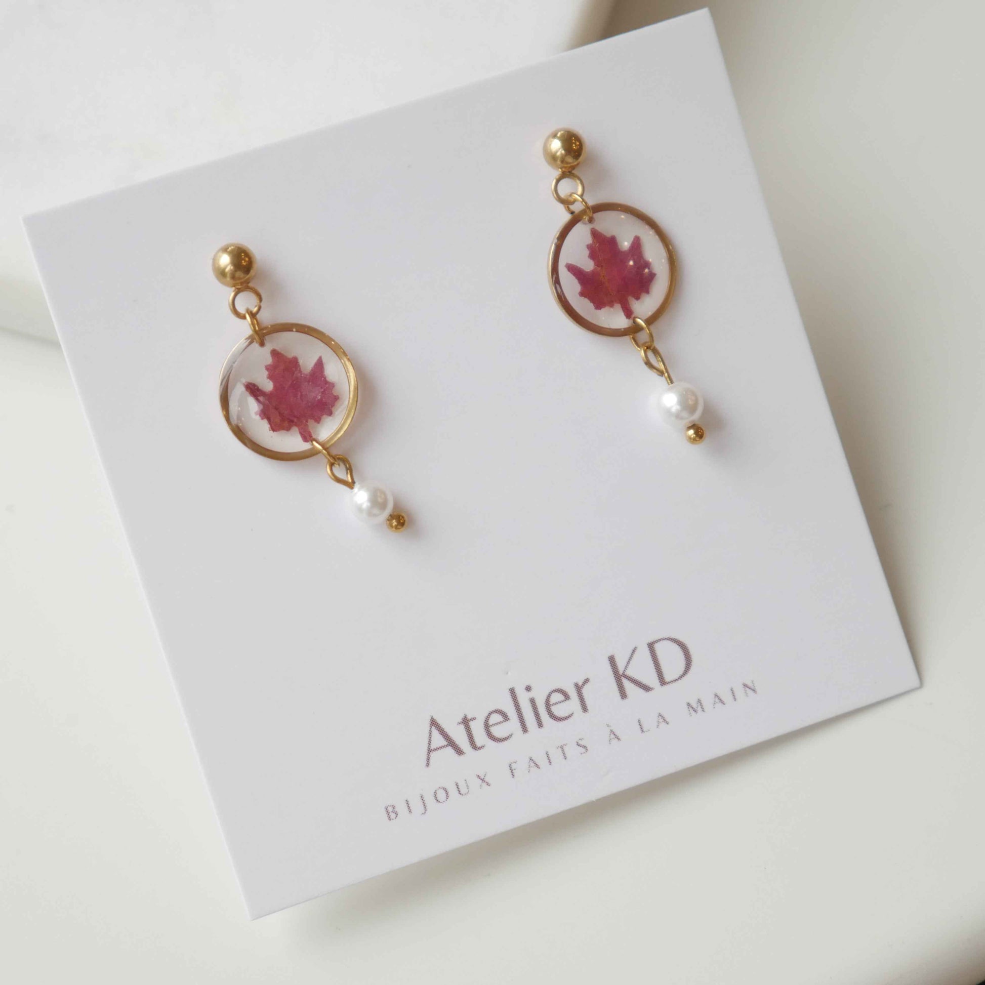 Boucles d'oreilles Erable perla- hexa (petit 12mm)