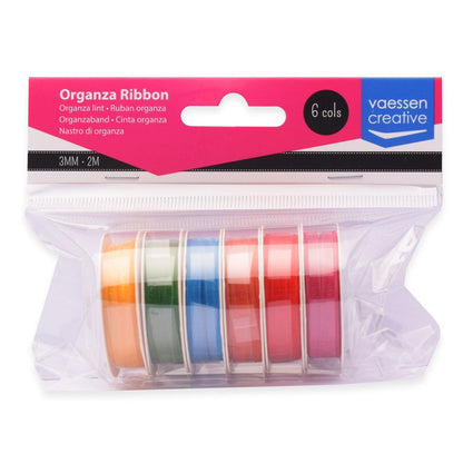 Vaessen Creative Organza Ribbon 6 Colours 3mmx2m Summer