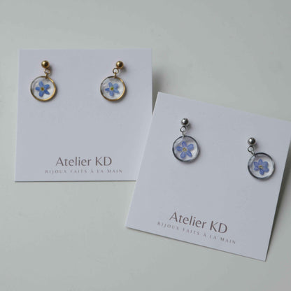 Boucles d’oreilles Myosotis - petit ronds (12 mm)