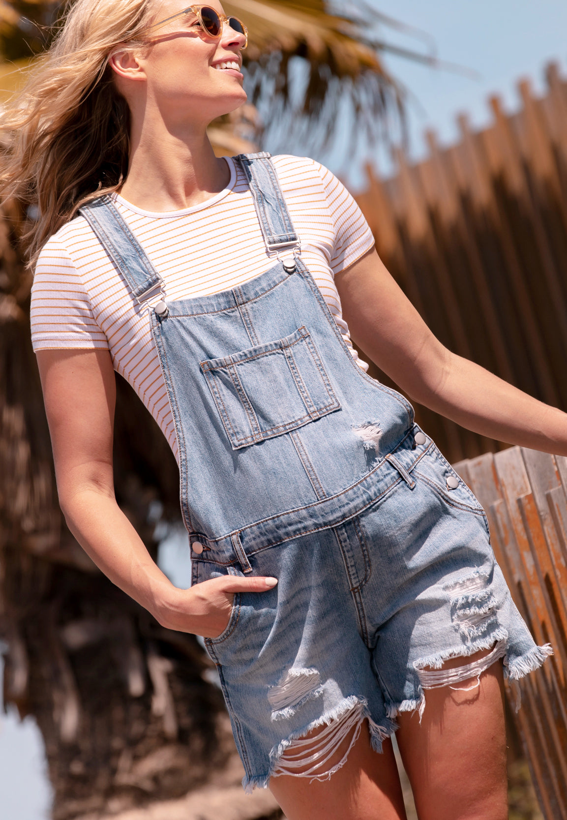 Denim Maternity Short Overalls