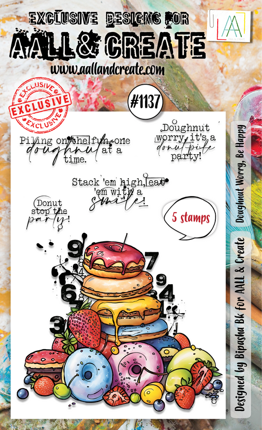 AALL and Create - A6 Stamp Set - Doughnut Worry, Be Happy