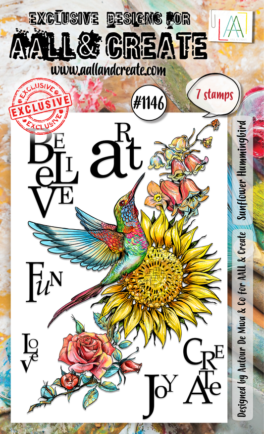 AALL and Create - A6 Stamp Set - Sunflower Hummingbird