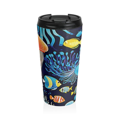 Ocean Jellyfish Travel Mug — Colorful Underwater Stainless Steel Tumbler - AURABAGS SHOP
