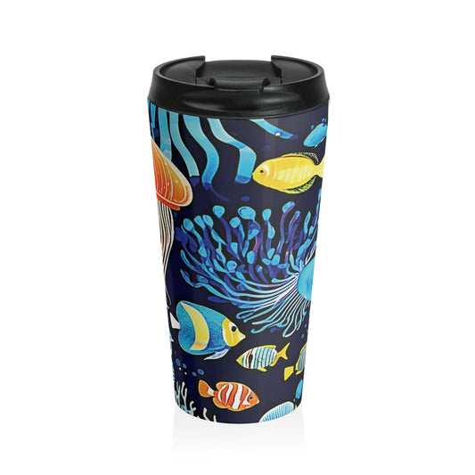 Ocean Jellyfish Travel Mug — Colorful Underwater Stainless Steel Tumbler - AURABAGS SHOP
