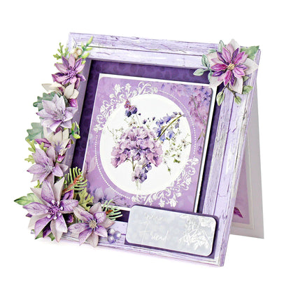Dusky Violet Blooms, Die Cut Flowers & Leaves, 12 sheets