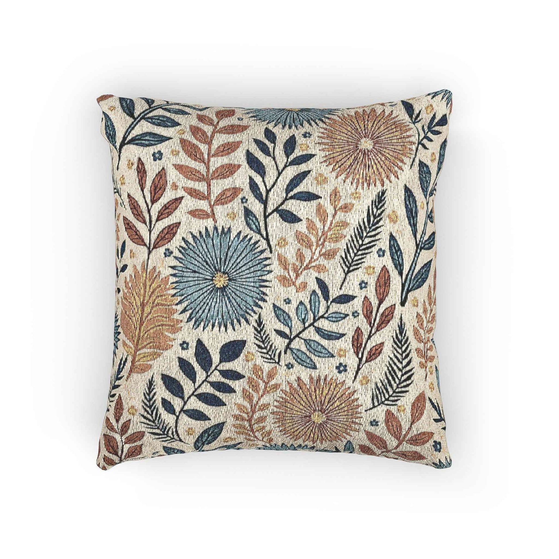 Boho Floral Woven Pillow | Textured Daisy Leaves Decorative Throw Pillow