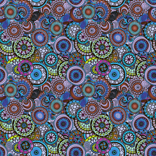 Peacock Tail Paisley Prints Adhesive Vinyl