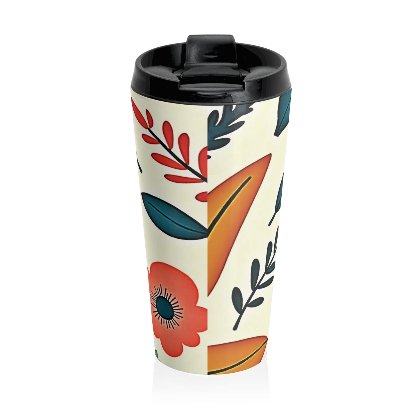 Floral Folk Art Stainless Steel Travel Mug - AURABAGS SHOP