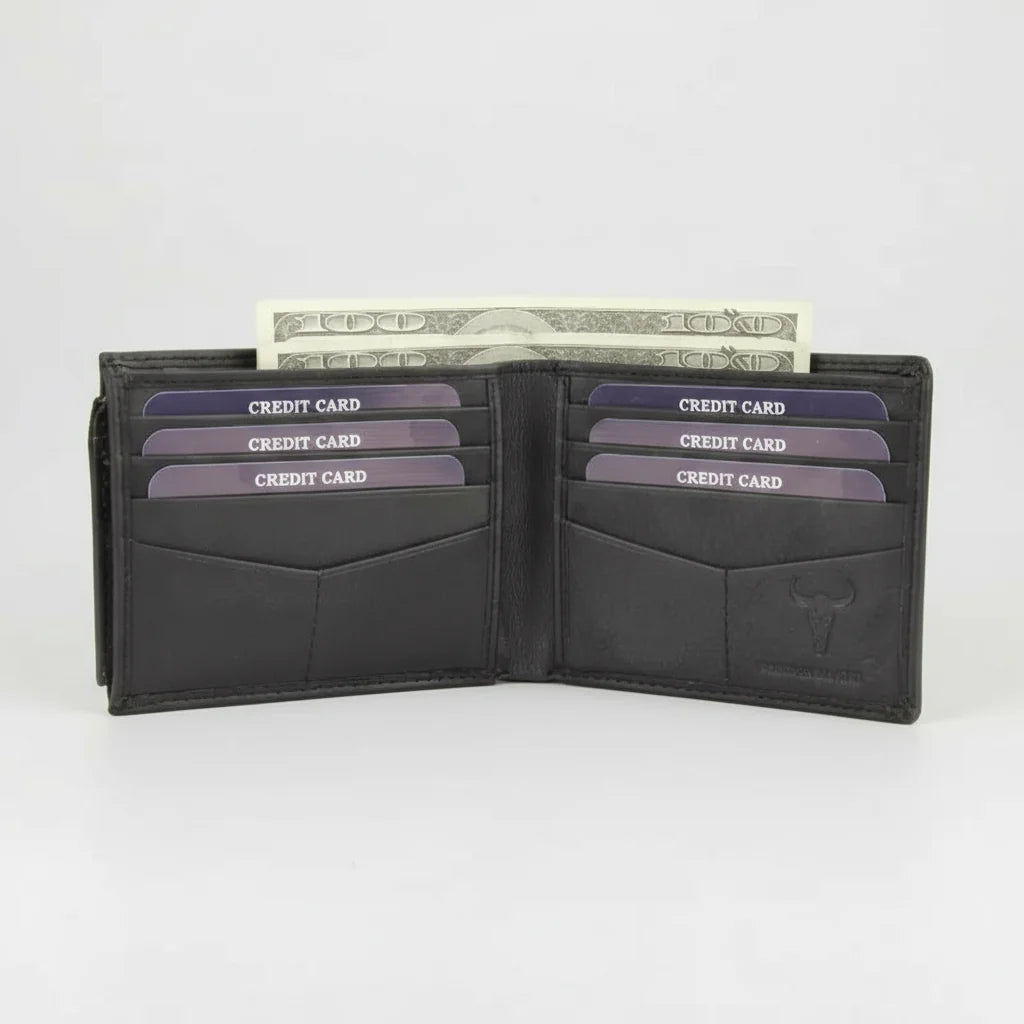 Men's RFID Bifold Wallet with Removable Card Sleeve