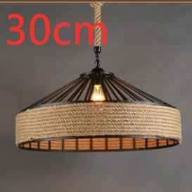 American Country Hemp Rope Restaurant Chandelier Personality Nordic Clothing Store Milk Tea Shop Round Wrought Iron LED Creative Chandelier