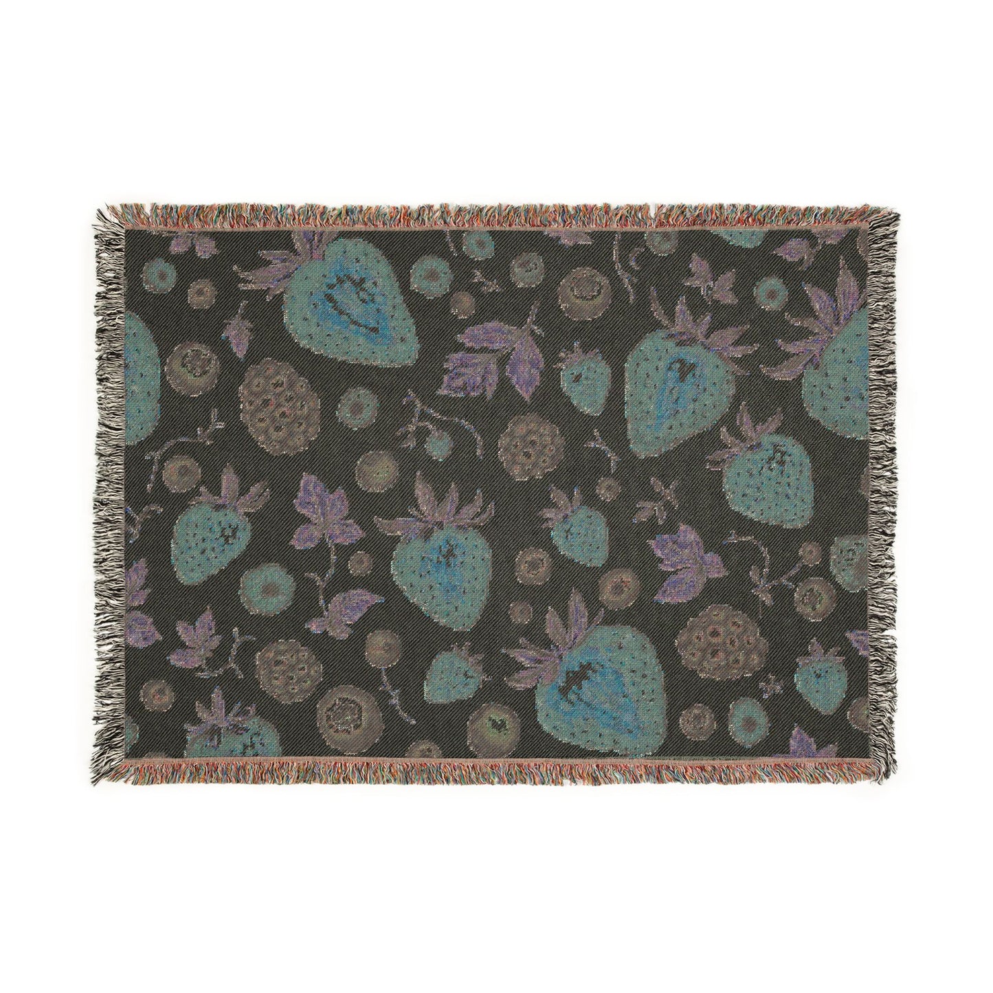 Strawberry Patch Woven Blanket — Fruit Pattern Throw for Kitchen, Picnic & Cozy Home Decor