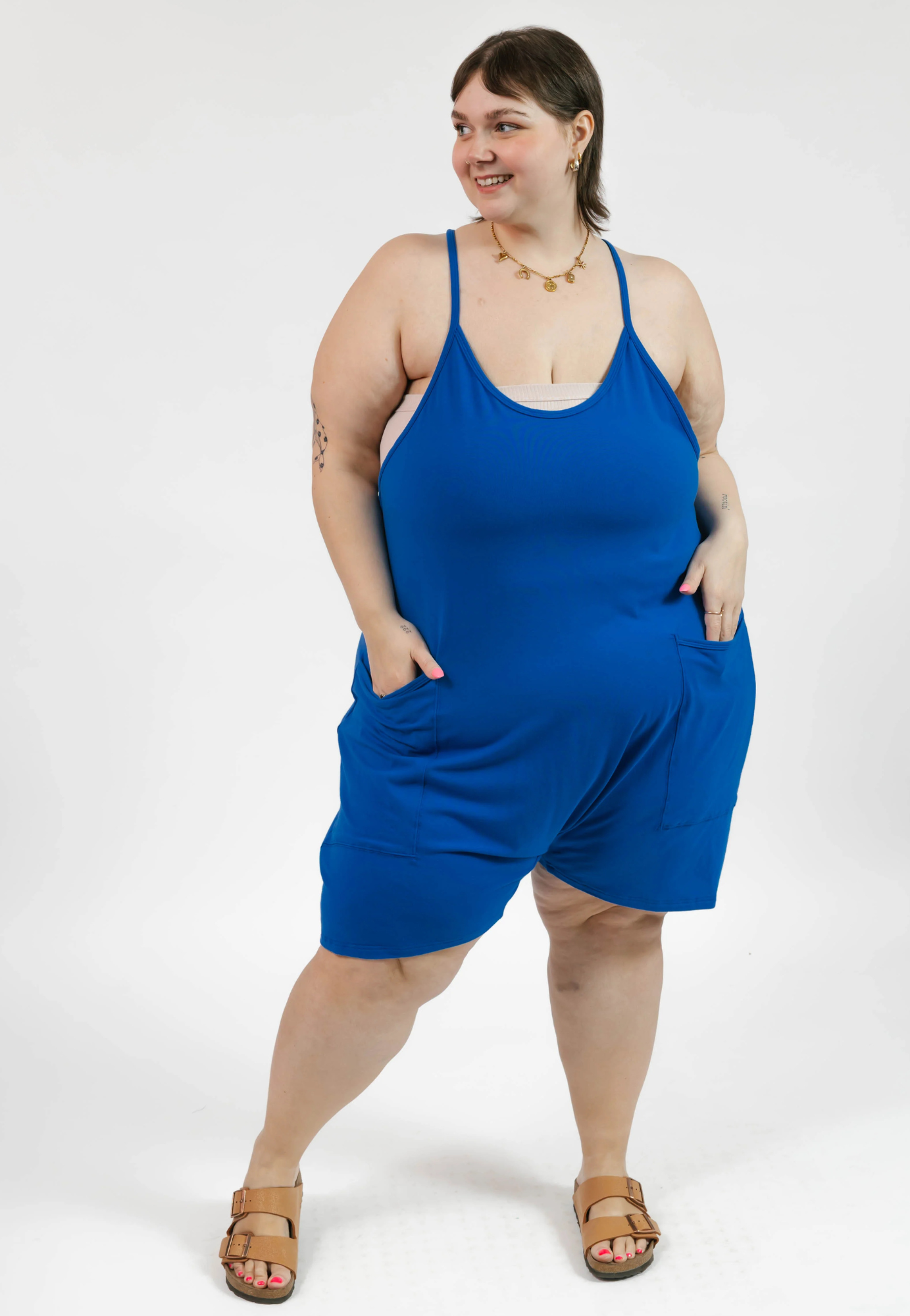 Abigael Shorty Romper in Nautical Blue