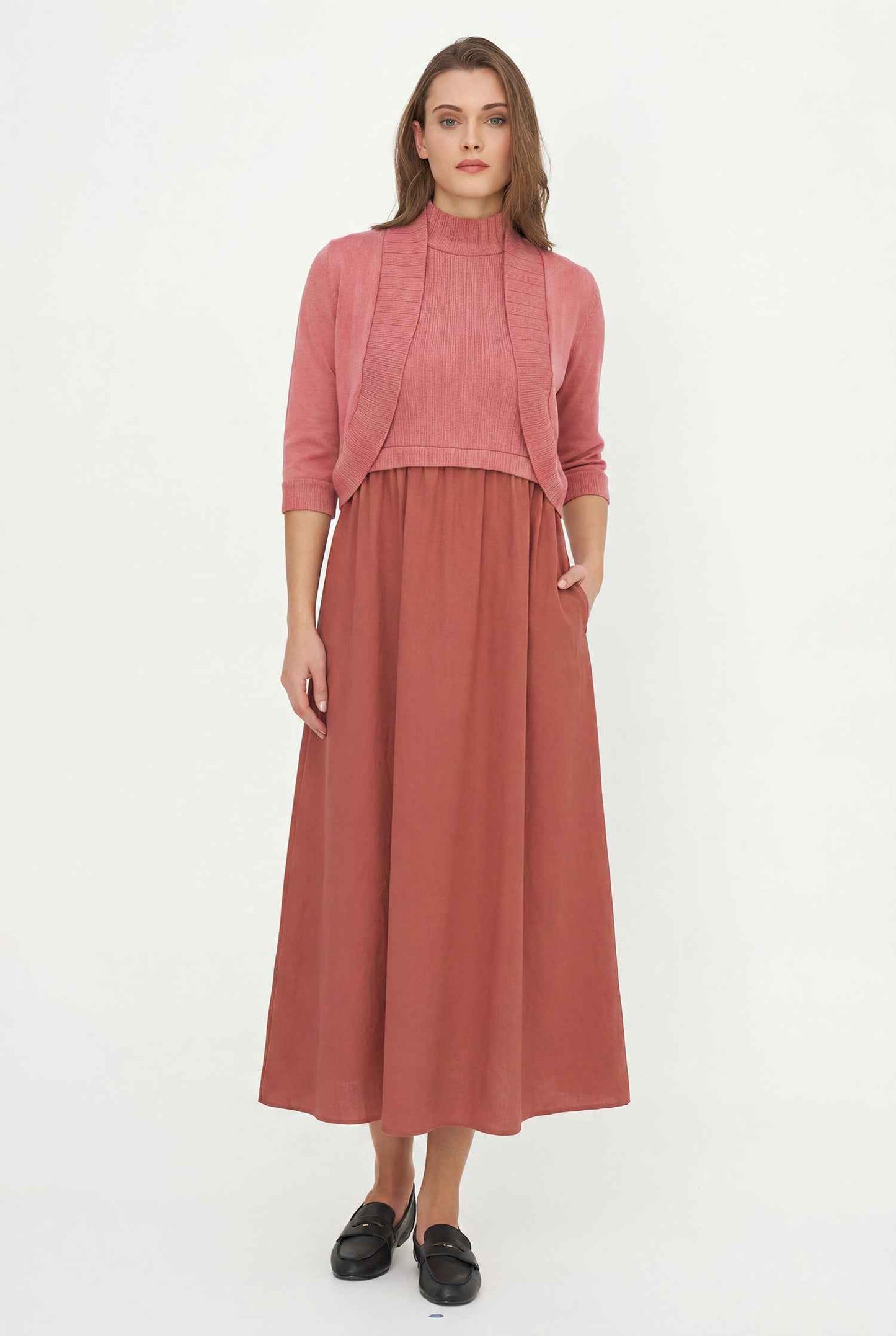 Women's Knit/Woven Combo Cardigan
