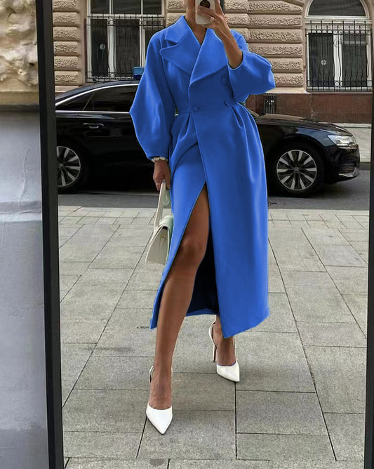 Women’s Vintage Lantern Sleeve Jacket – Oversized Lapel Collar Elegant Casual Coat