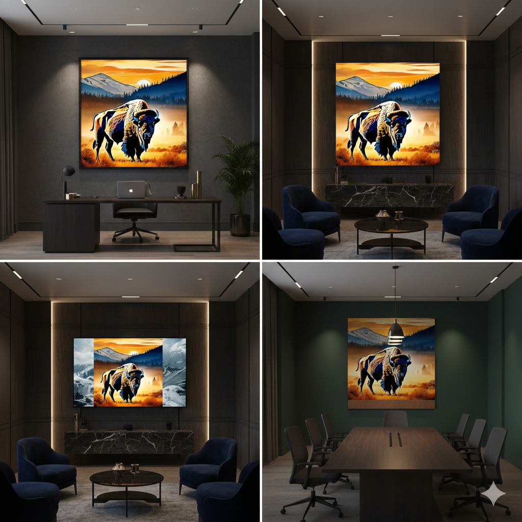 Vibrant Bison Sunset Digital Art - AURABAGS SHOP