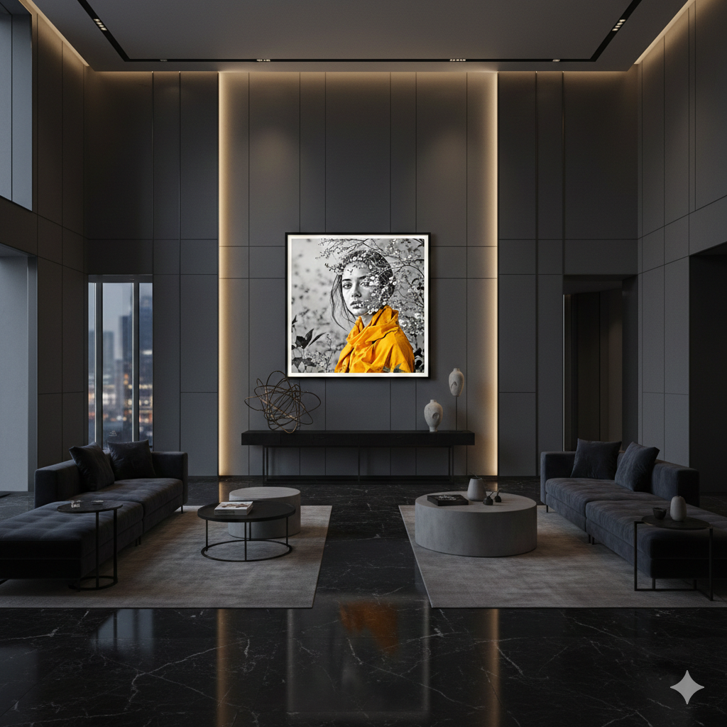 Yellow Scarf Portrait Digital Art - AURABAGS SHOP