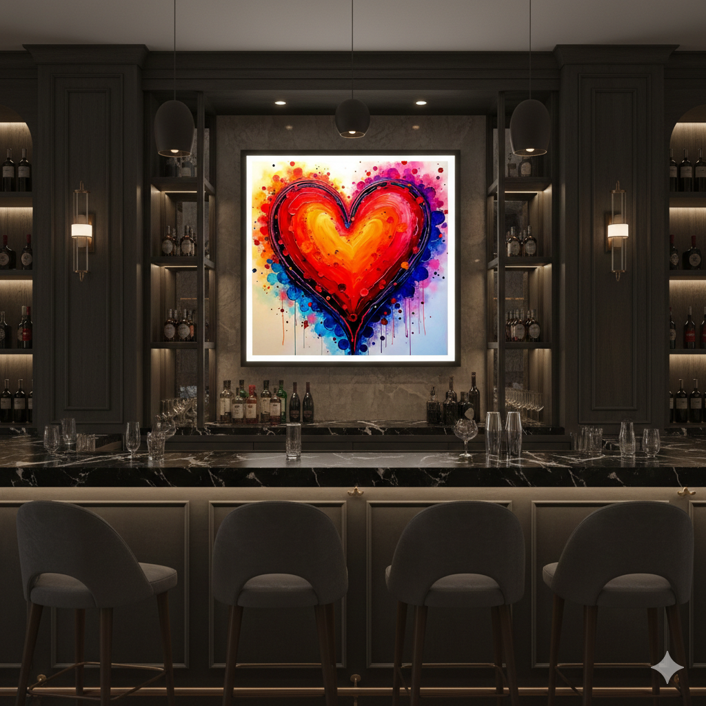 Vibrant Abstract Heart Digital Art - Colorful Watercolor Splatter Print - AURABAGS SHOP