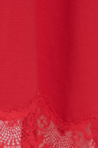 Women's Fine Knit Pull-On A-Line Skirt with Lace Trim