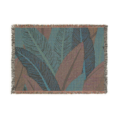 Tropical Leaf Woven Blanket — Boho Throw for Living Room, Bedroom & Patio