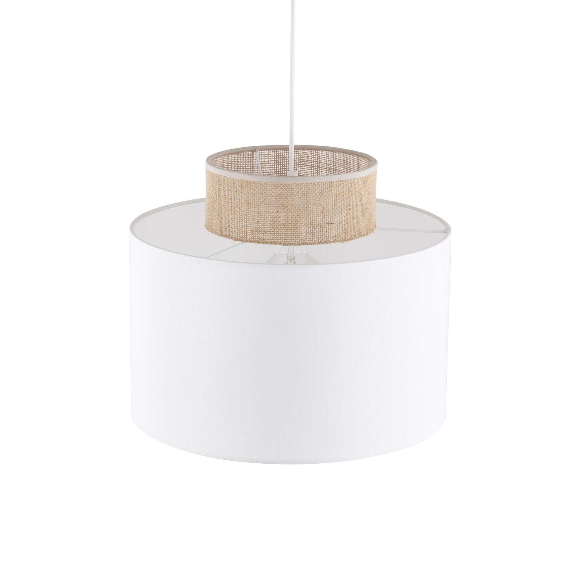Duo White Jute Scandinavian Pendant Ceiling Light for Kitchen Island, Dining Room & Natural Interiors - AURABAGS SHOP