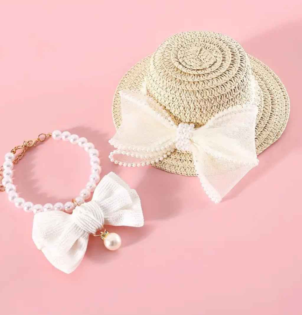 Beaux Dog Accessory Set | Hat and Collar Set