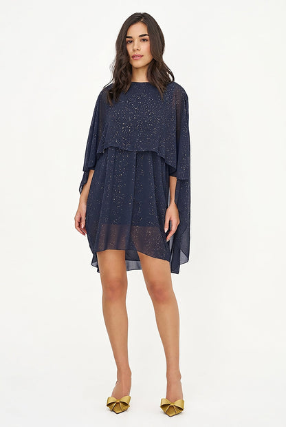 Women's Foil-Printed Woven Cape Dress