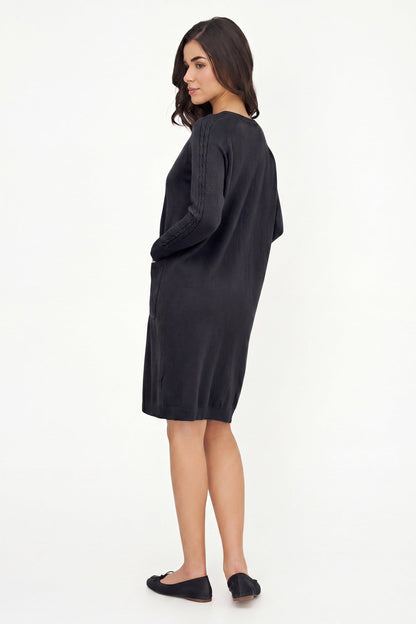 Women's Knit Scoop-Neck Dress, Long Raglan Sleeves & Patch Pockets
