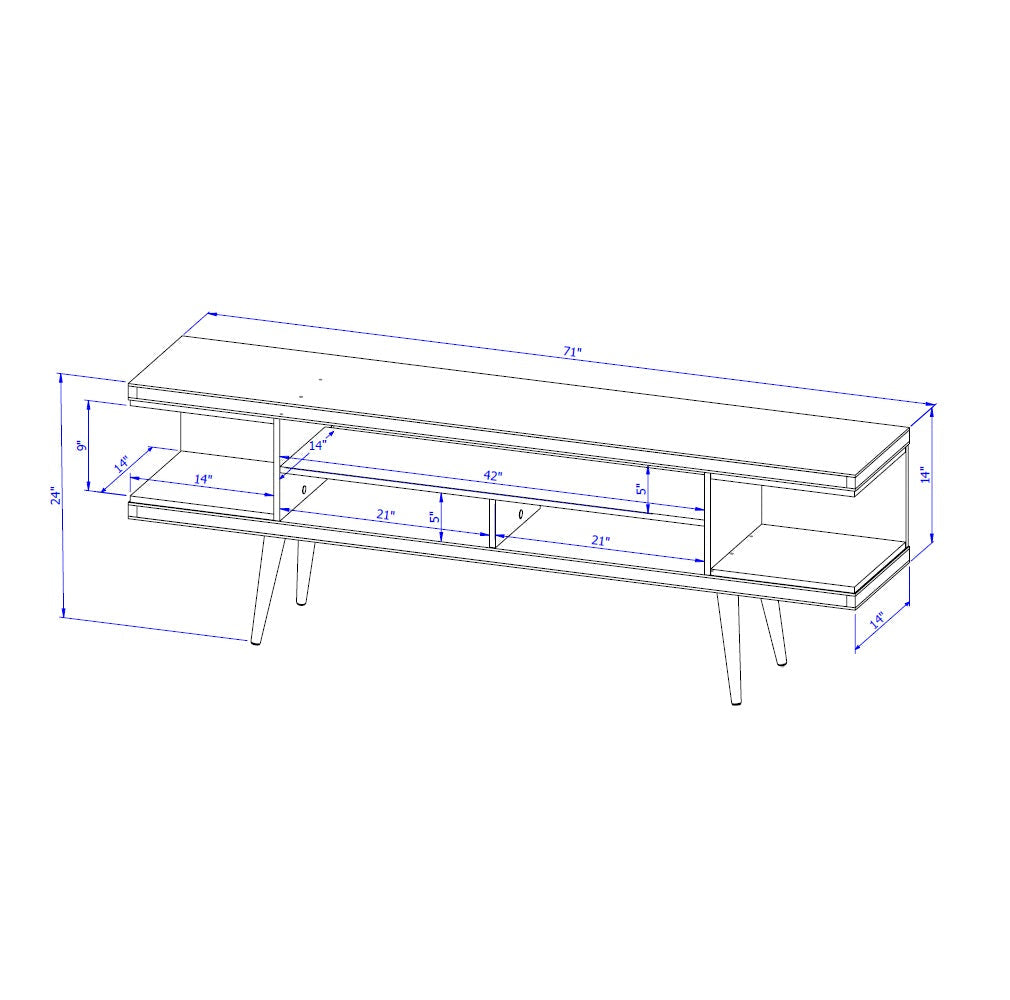 Eureka Modern 70.47" TV Stand with 4 Shelves - Off White Gloss/Maple Cream