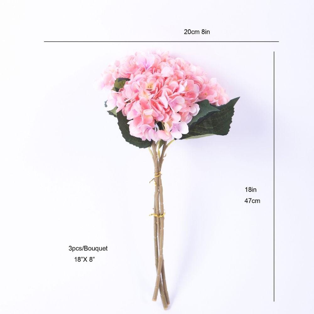 Beverly Künstlicher Hortensienstrauß, Rosa, 45,7 x 20,3 cm (3er-Set)