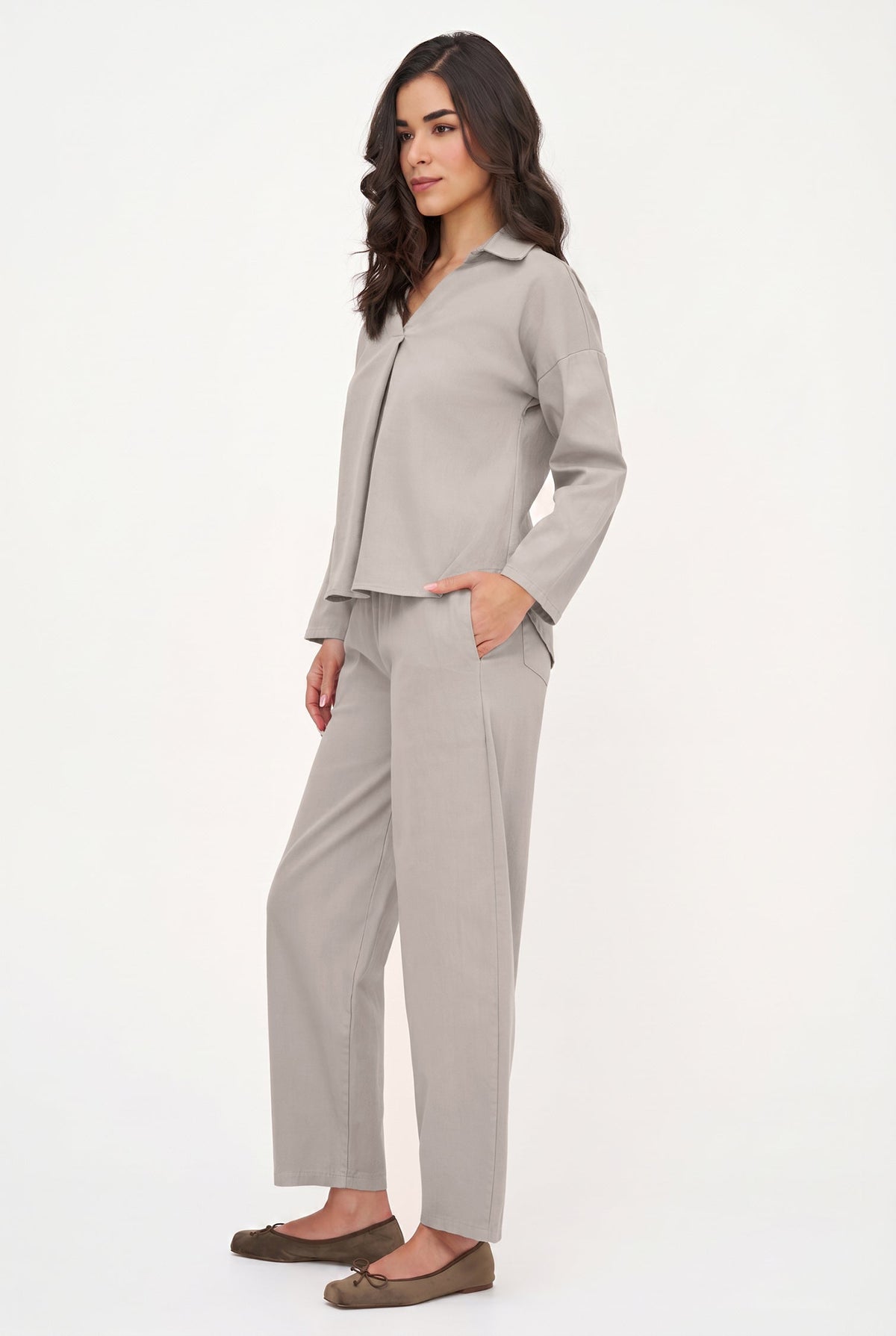 Women's Collared V-Neck Tunic