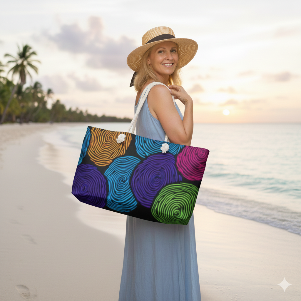 Colorful Swirl Circles Weekender Bag | Bright Abstract Pattern | Busy Mom Carryon | Mother Gifts - AURABAGS SHOP