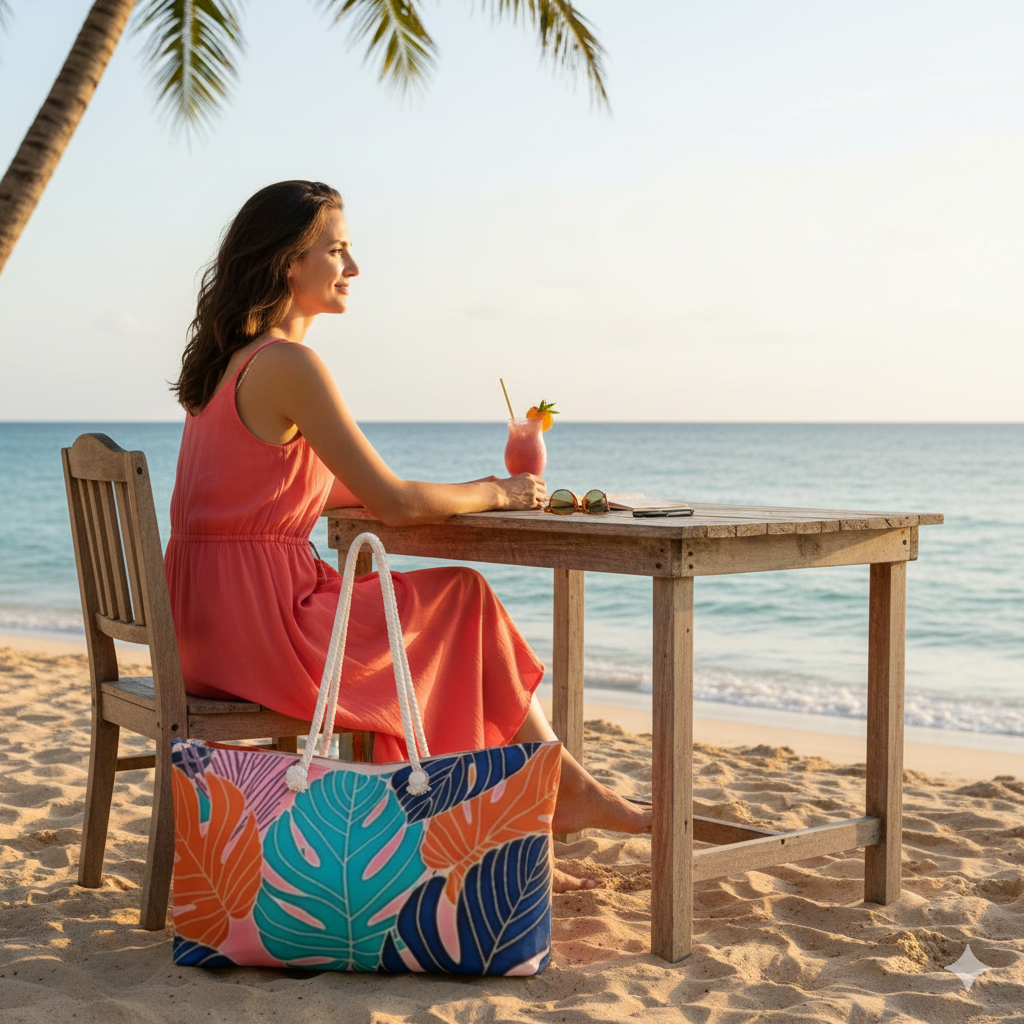 Tropical Monstera Leaves Weekender Bag | Colorful Palm Print Large Tote Bag - AURABAGS SHOP