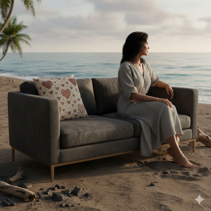 Pink Heart Pattern Woven Pillow | Boho Valentine Home Decor - AURABAGS SHOP