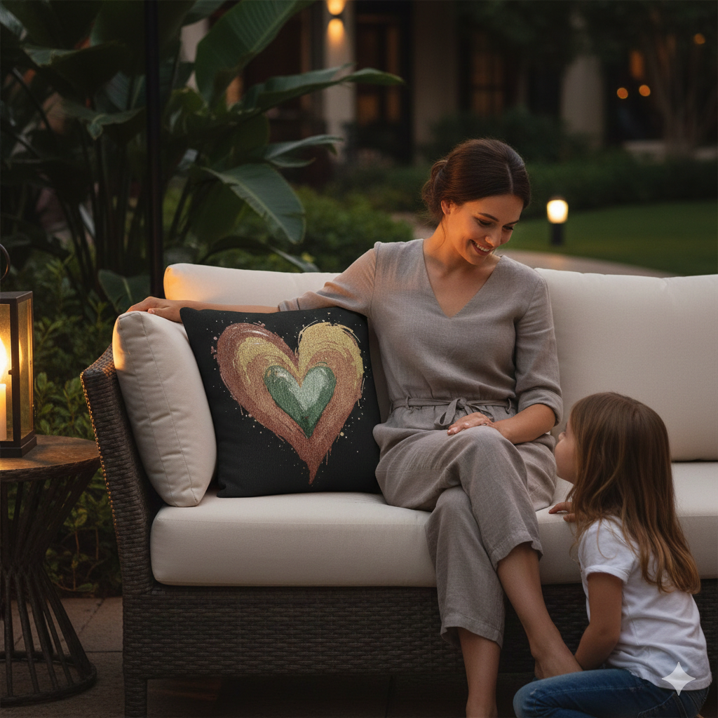 Handpainted Heart Woven Pillow | Boho Heart Decorative Pillow - AURABAGS SHOP