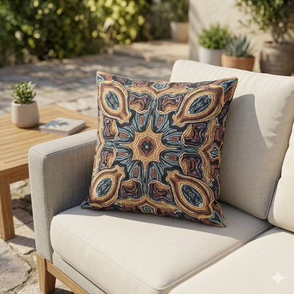 Bohemian Woven Pillow – Mosaic Medallion Decorative Throw Pillow