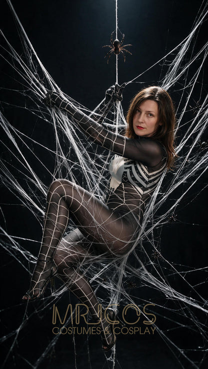 Symbiote Spider Girl Sheer 10D Nylon Full Bodysuit Body Stocking Lingerie