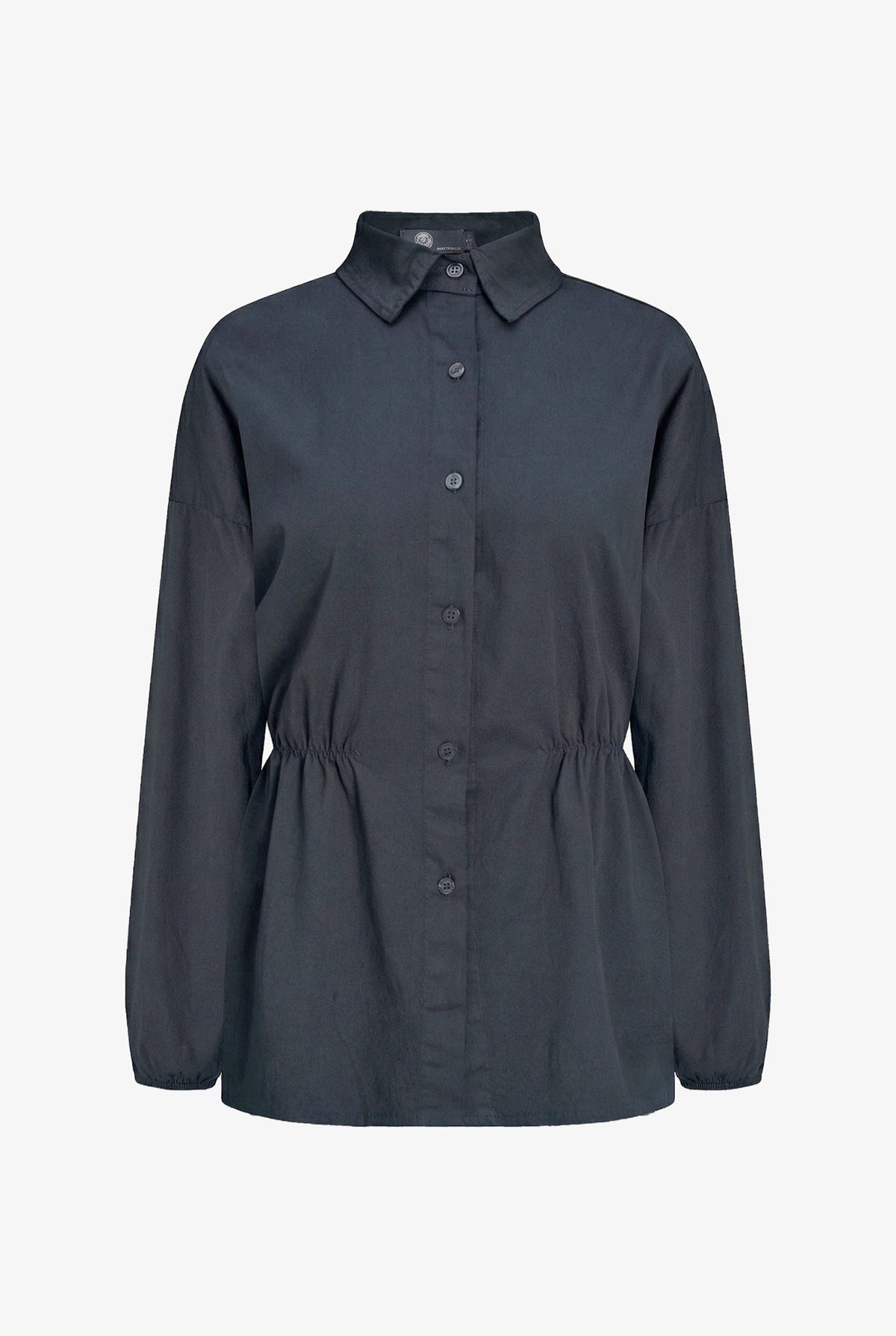 Women's Woven Button-Down Shirt, Long Sleeves & Elastic Waist