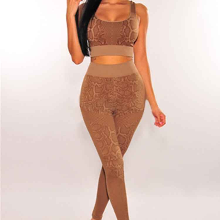 Women’s Snake Pattern Yoga Set – Stylish Workout & Fitness Activewear Suit